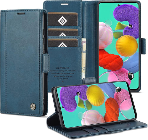 GoshukunTech for Samsung Galaxy A51 Case,for Galaxy A51 Wallet Case,Flip Leather Wallet Cover with Card Holder Cash Pocket Magnetic Closure[ Blue ]