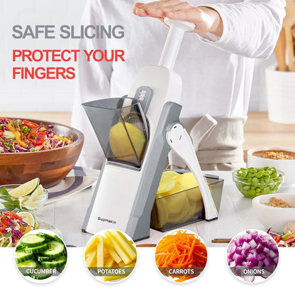 SupMaKin Mandoline Slicer for Kitchen, Safe Vegetable Chopper Adjustable Food Chopper Fruits and Vegetables Chopping Artifact (Gray)