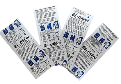 Ef-Chlor 17 mg Water Purification Tablets â€“ Treats 4â€“8 litres per Tablet | Reliable for Emergency, Camping, Travel, and Flood Safety | Pack of 100 Tablets