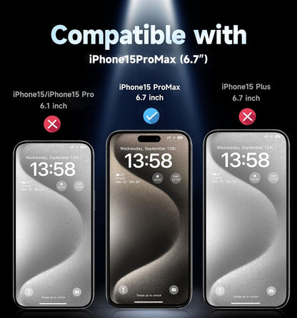 MAGIC JOHN 2 Pack for iPhone 15 Pro Max 6.7 inch Privacy Glass Screen Protector, Auto Dust-Elimination Installation, Bubble Free, HD Clear, Easy Installation