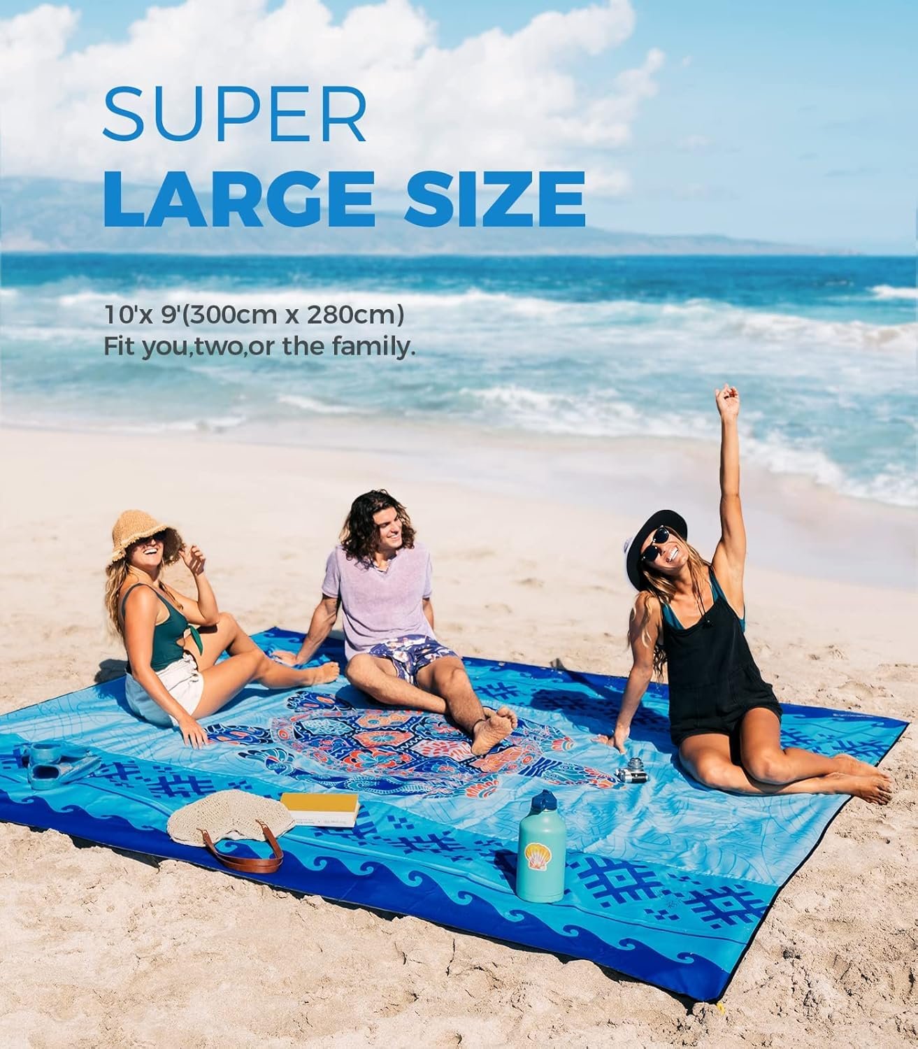 OCOOPA Beach Blanket, Sand Free Mat Quick Drying, Large and Compact, Easy Carring, Perfect for Beach Yoga, Outdoor Music Festival, Travel Camping Gifts, Park Picnic