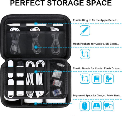 Lacdo Electronic Organizer Electronic Cables Bags Travel Accessories Case Travel Cable for Charger, SD Card, Mouse, Cable, USB Stick, Power Bank Small Bag, Black