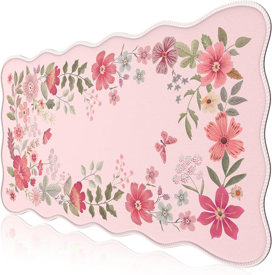 iCasso Desk Mat, XXL Large Mouse Pad for Desktop, Cute Pad With Stitched Edges, Anti-Slip Big Mousepad, Keyboard Mat for Computer (Pink)