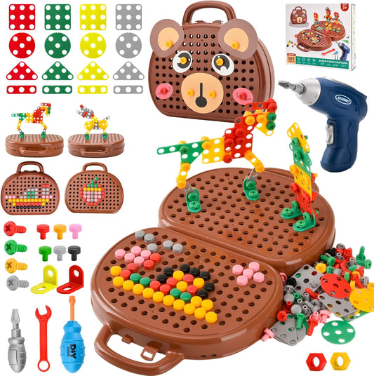 DAOUZL Montessori Toys, Montessori Toy Box with Drill, Magic Box of Montessori Toys, Magic Montessori Play Toolbo Toy Box for Children 3 4 5 Years (A)