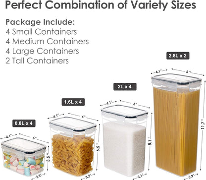 Vtopmart 14pcs Food Storage Containers Set, Kitchen & Pantry Organizers and Storage, BPA-Free Plastic Airtight Pantry Storage Container with Lids for Cereal, Flour and Sugar, Includes 24 Labels