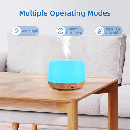SPLITSKY Aromatherapy Essential Oil Home Diffuser with Remote Control, 300ML Large Room Cool Mist Air Humidifier, 8 Hours Quiet Operation, Timer, 7 Colors LED Night Night，Suitable Home,Yoga.