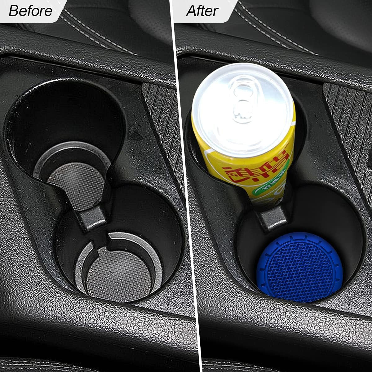 4 Pack Car Cup Holder Coaster, 2.75 Inch Diameter Non-Slip Universal Insert Coaster, Durable, Suitable for Most Car Interior, Car Accessory for Women and Men (Dark Blue)