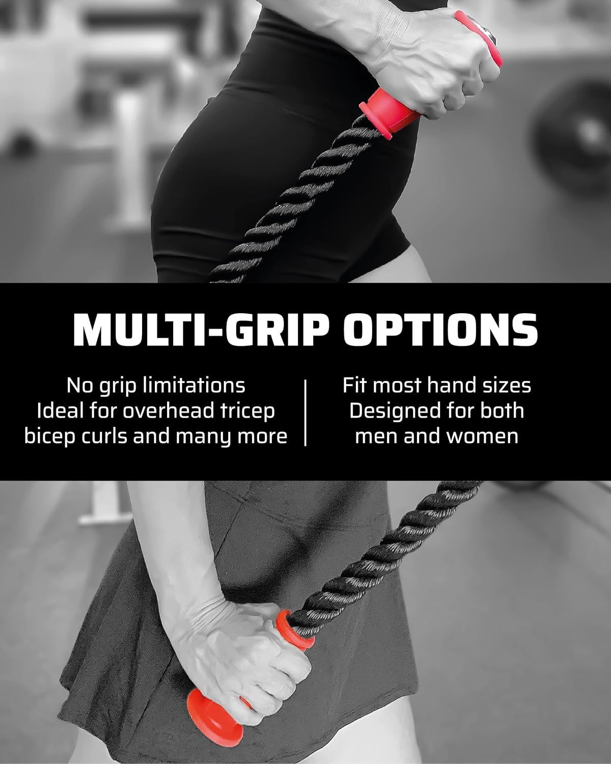THEFITGUY 2 Ergonomic 16.5" Single Tricep Ropes | Non-Slip Cable Attachment | Wrist Pressure Relief | Grip Strength & Forearm Activation | Home & Commercial Gym Accessory, For Cable Machine, Smart Gym