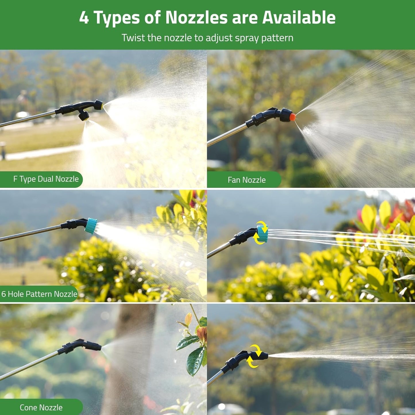 Electric Garden Sprayer, Upgraded 2 Gallon Battery Powered Sprayer with 3 Adjustable Speed, Battery Indicator, 4 Mist Nozzles, 32" Retractable Wand, USB Rechargeable Weed Sprayer for Lawn Garden Yard