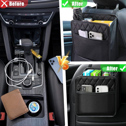 Backseat Car Organiser, Car Net Pocket Handbag Holder Bag, 2 Pack Car Seat Back Hanging Bag, Multi-Pocket All Purpose Car Trip Bag Storage Box for iPad,bottles,Toys,Books,Tissues,etc