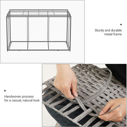 SONGMICS Storage Basket with Lid, 42.3 Gallon (160L) Storage Bin, Woven Blanket Storage Basket with Handles, Foldable, Removable Liner, Metal Frame, for Bedroom, Laundry Room, Gray URST76WG