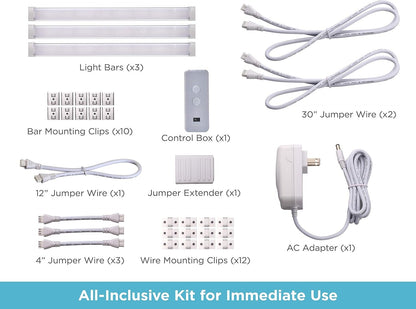 BLACK+DECKER Works with Alexa Smart Under Cabinet Lighting Kit, Adjustable LEDs, (3) 9" Bars White