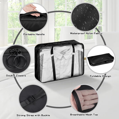 sprecenk Travel Suitcase Organizer 10 Pieces, Large Capacity Travel Organizer Packing Cubes Lightweight Organizer Suitcase Cubes Travel Cube for Clothes Underwear Shoes, Black