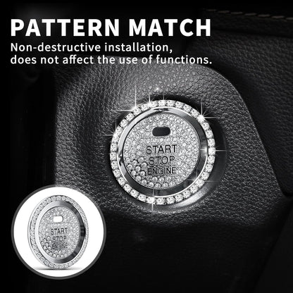 Polodunn Bling Crystal Car Interior Accessories for Toyota Rav4 2025 2024 2023 2022 2021 2020 2019 - Air Conditioner Knob Cover, Push Start Button Trim Rings (4 pcs)