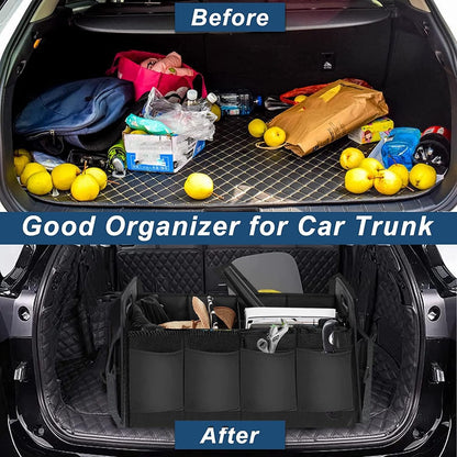 Trunk Organizer for Car,Foldable Multi Compartment Trunk Organizer for SUV,Large Capacity Waterproof Car Trunk Organizer with Adjustable Securing Straps,Car Storage Organizer for Any Car,Minivan,Truck