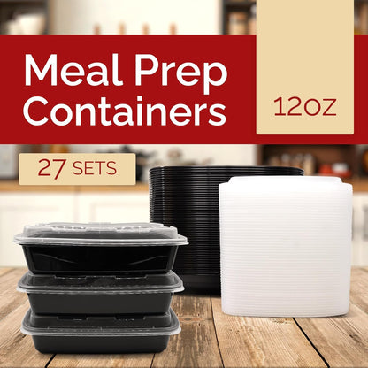 Reli. Meal Prep Containers 12 oz (27 Pack) 1 Compartment Meal Prep Containers Reusable | Plastic Take Out Food Box, Microwavable | Small Boxes with Lids for Takeout, Leftover