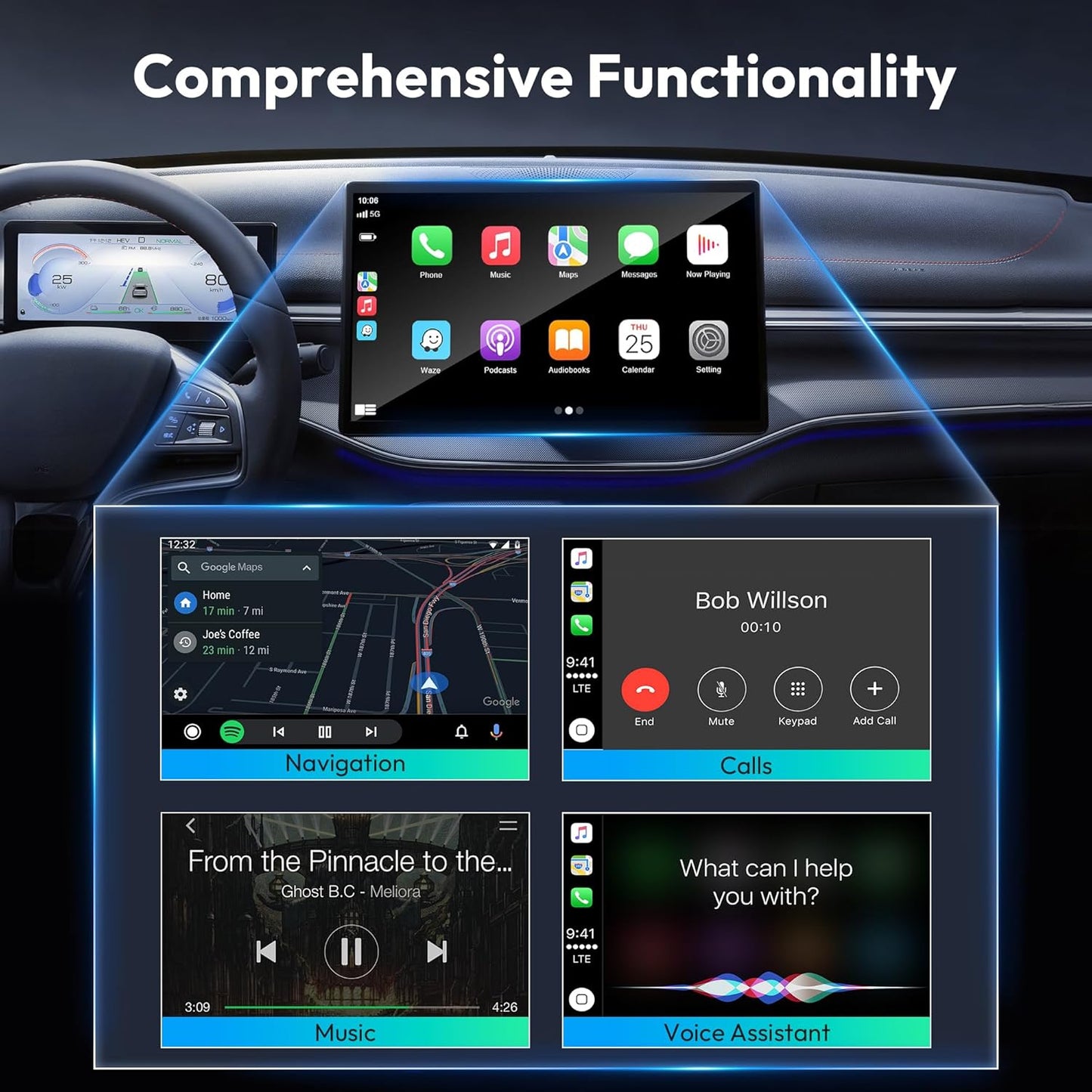 Basesailor Wireless CarPlay and Android Auto Adapter, 2024 Upgraded Bluetooth Car Play Dongle to Convert Factory from Wired to Wireless, Suitable for Cars from 2015, Apple iPhone iOS 10+, Plug&Play