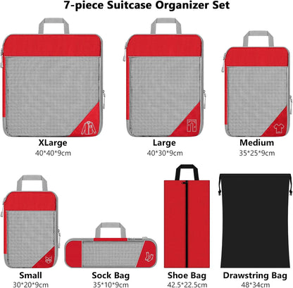 TAMOWA Suitcase Organizer Set of 7, red