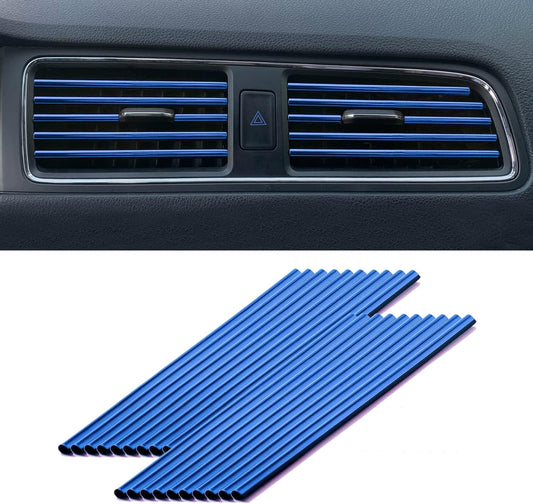 LivTee 20 Pieces Car Air Conditioner Decoration Strip, Universal Waterproof Bendable Air Vent Outlet Trim Decoration, Car Interior Accessories (Blue)