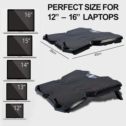Laptop Cooling Pad - F4 Plus, Adjustable Height, 4 Quiet Fan, Red LED, Slim Lap Top Cooler, Fits 11"-17 inch Laptops, USB Powered Computer Chill Mat, Cooling Stand, Gaming Cooler