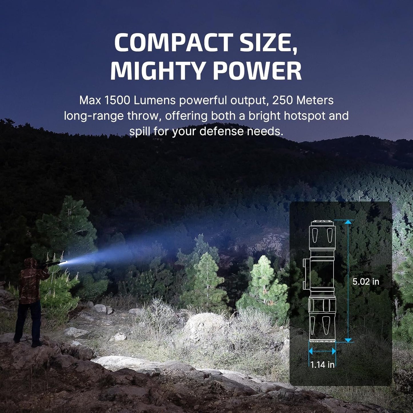 OLIGHT Odin S 1500 Lumens MLOK Mount Compact Flashlight with Double-Locked Remote Switch and Screw-Locked Rail Mount, Rechargeable Tactical Flashlight Powered by Batteries (DT)