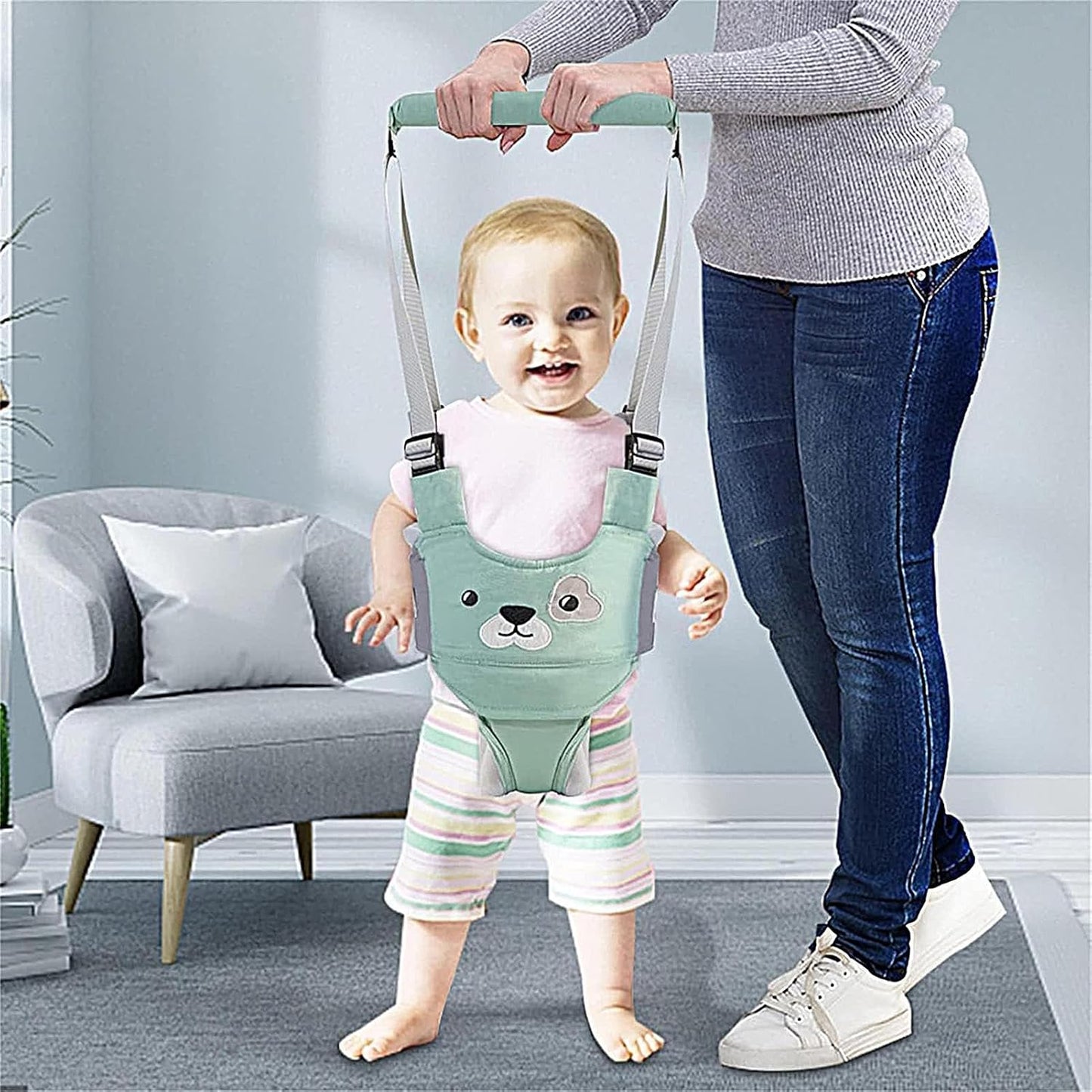Baby Walking Harness, Adjustable Kids Walker Safety, 18.9 x 12.6 Inches Breathable Support Trainer, Children Walking Tool for Outdoor Stepper Strap, Stroller and Travel Use