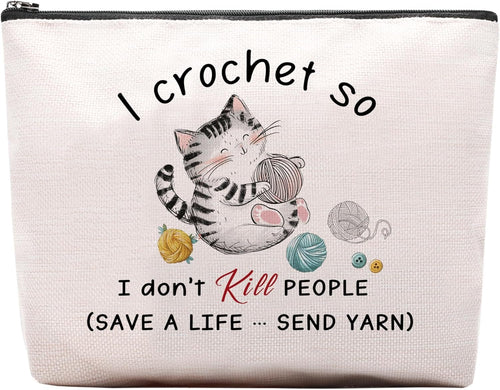 Crocheting Gifts for Crocheters Accessories Makeup Bag, Gifts for People Who Like Crocheting, Crocheter Knitting Supplies Stuff Things Gadgets, Small Crochet Gift Bag Cosmetic Bag Pouch