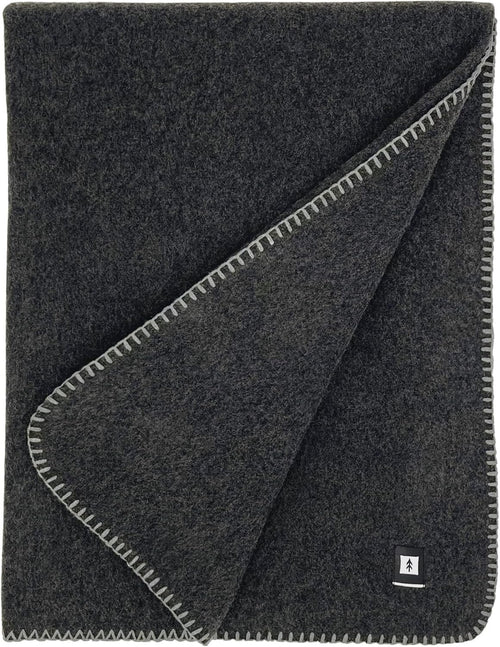 EKTOS 100% Virgin Wool Blankets, 90" x 78", Emergency Blanket for Car, Winter Camping (Charcoal, Full Size)