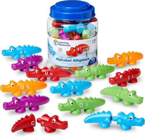Learning Resources Snap-n-Learn Alphabet Alligators - 26 Double-Sided Pieces, Ages 18+ Months Toddler Learning Toys, Alphabet Learning for Toddlers, Preschool Learning Toys