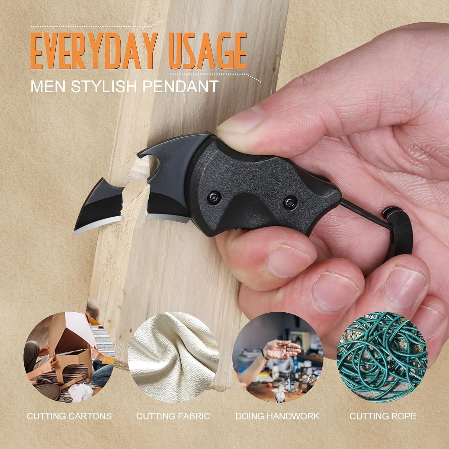 Small Multitool with Safety Lock, Bottle Opener Gear, Everyday Carry Pendants for Outdoor, Men EDC Box Cutter Outdoor Camping Hiking Tools