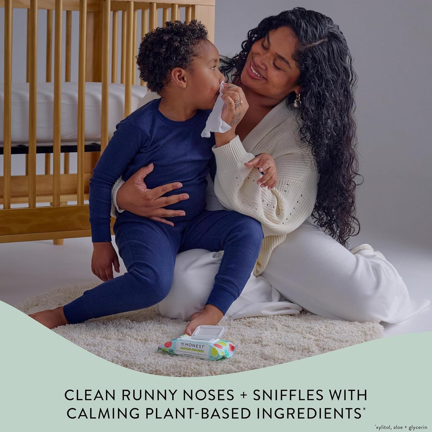 The Honest Company Plant-Based Snot Removing Wipes | Soothing Nose + Face Wipes with Aloe | Hypoallergenic for Sensitive Skin, EWG Verified | Fragrance Free, 60 Count