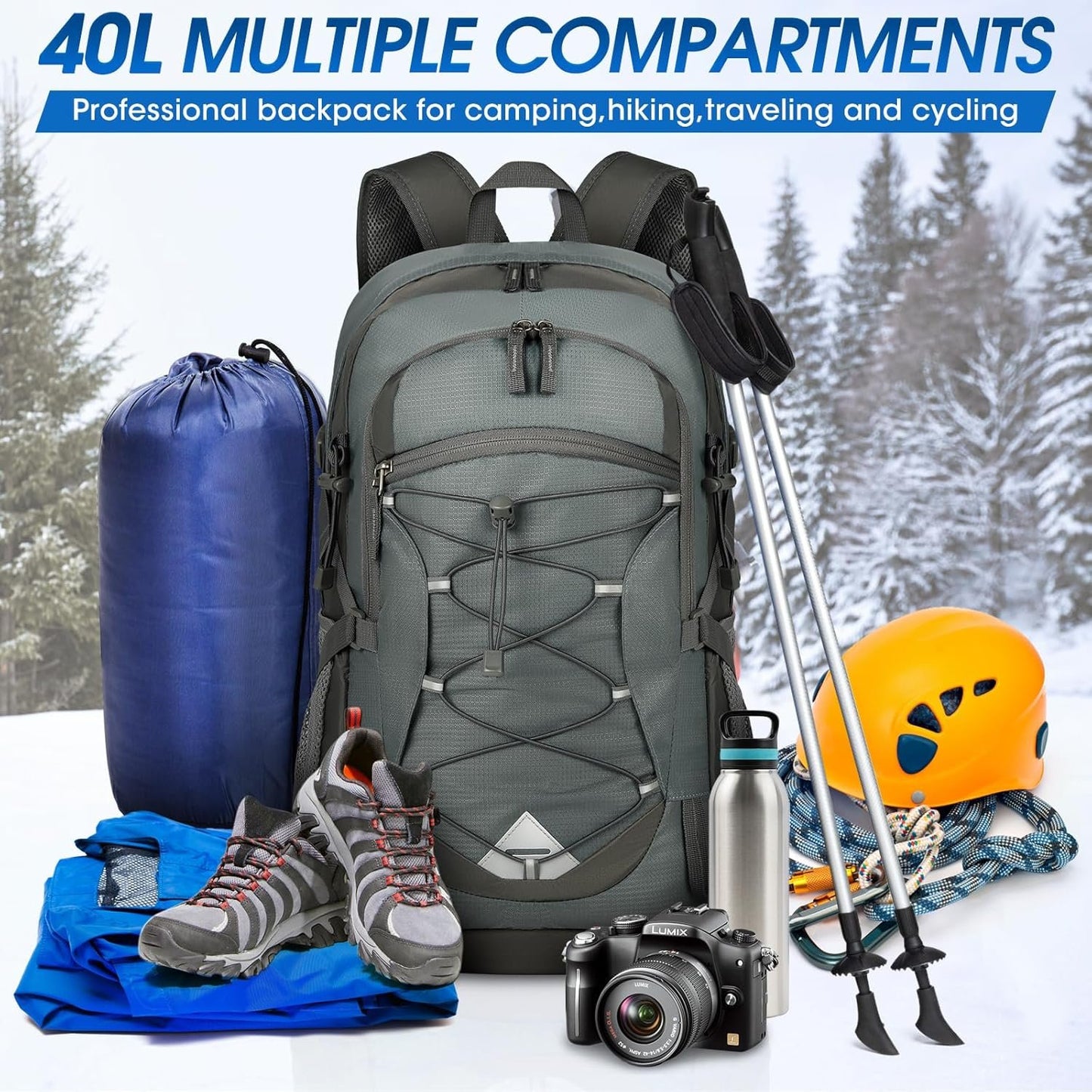 40L Packable Backpack Waterproof Hiking Backpacks Lightweight Outdoor Sport Travel Daypack for Climbing Camping Touring
