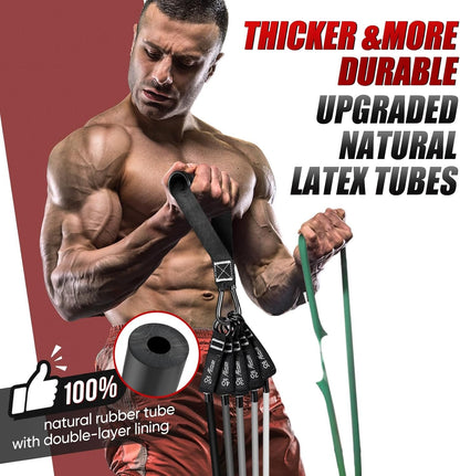Resistance Bands, Exercise Bands with Handles, Door Anchor, Legs Ankle Straps, Fitness Bands Resistance Set for Home Workout, Muscle Training, Yoga, Physical Therapy, Home Gym Equipment