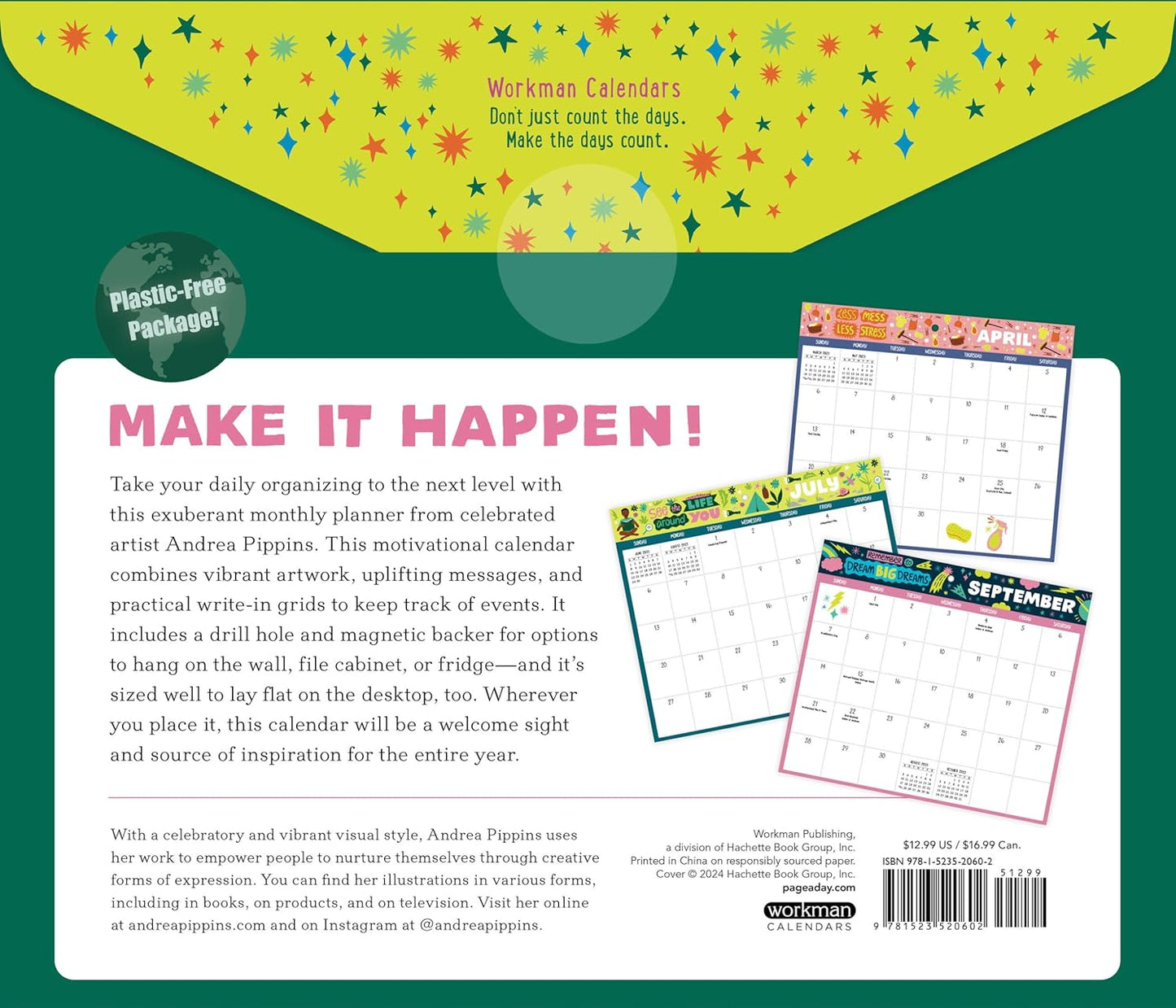 Dream Big Dreams: Inspiration and Organization for 2025: A Magnetic Monthly Calendar for a Fridge, Wall, or Desk