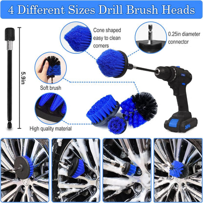 27Pcs Car Detailing Kit, Car Detailing Brush Set, Auto Detailing Drill Brush Set, Car Detailing Brushes, Car Wash Kit, Car Accessories, Car Cleaning Tools Kit for Interior, Exterior, Wheels