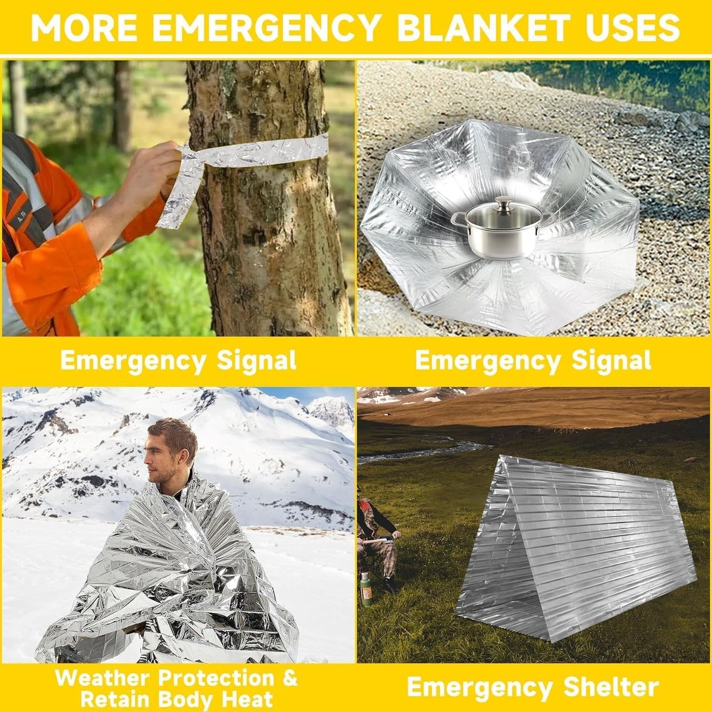 5Pcs Emergency Thermal Blankets,Survival Reflective Thermal First Aid Foil Blanket for Outdoor,Emergency Thermal Blanket,Survival Reflective Thermal First Aid Foil Blanket Emergency Blanket,210x130cm