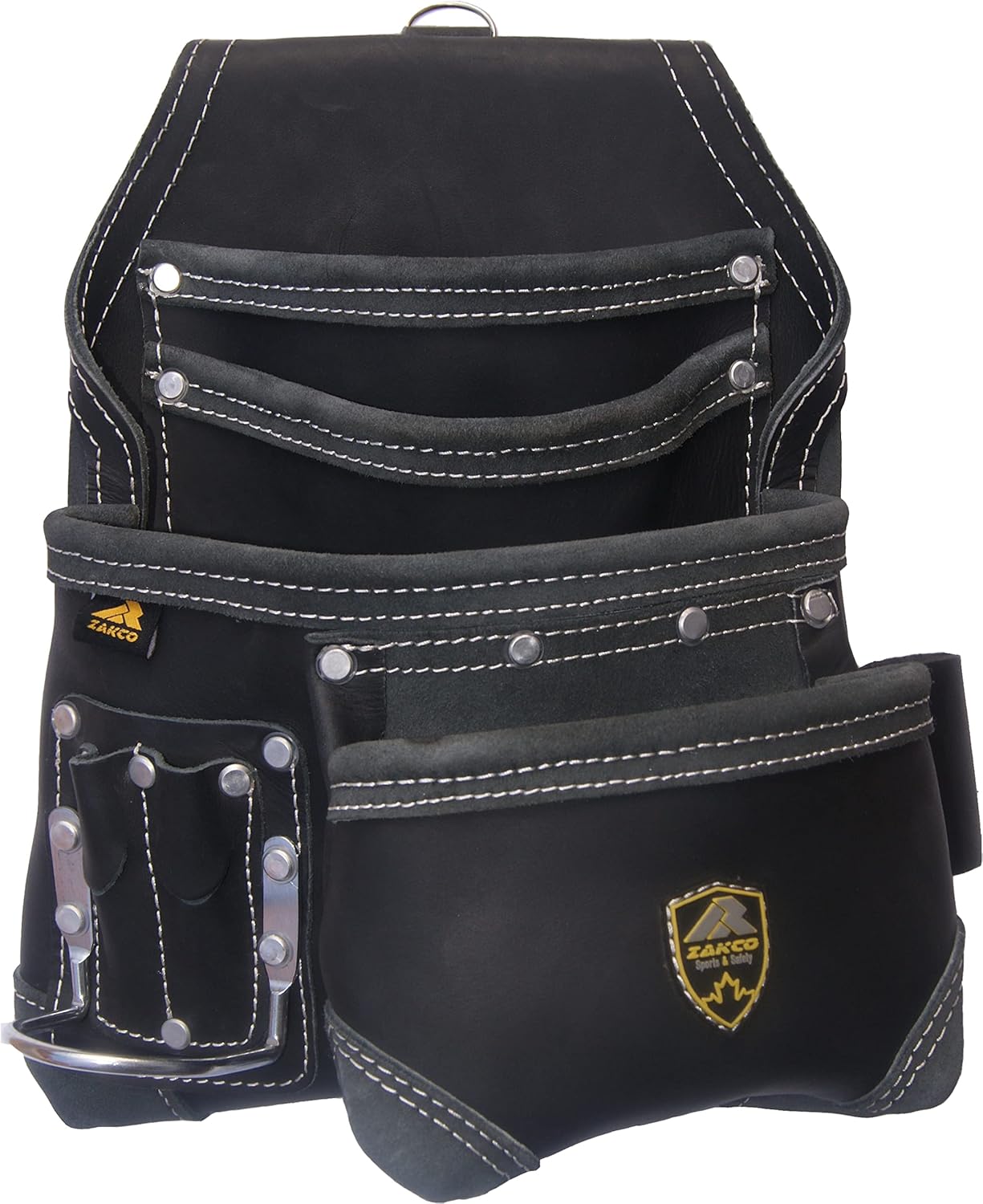 PRO 15. 8 Pockets Carpenters Nail & Tool Pouch with Belt, Genuine Leather Flower Tool Belt, Tool Holder, Electrician, Framer, Drywall Tool Bag