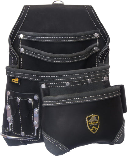 PRO 15. 8 Pockets Carpenters Nail & Tool Pouch with Belt, Genuine Leather Flower Tool Belt, Tool Holder, Electrician, Framer, Drywall Tool Bag