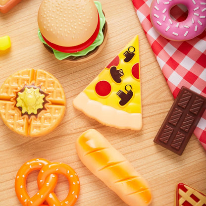 Joyin 50 PCS Play Food Set of Kitchen Toys, Dinnerware, Dummy Fruits, Vegetables, Plastic Accessories for Children Educational Learning Toy, Role Play Gift