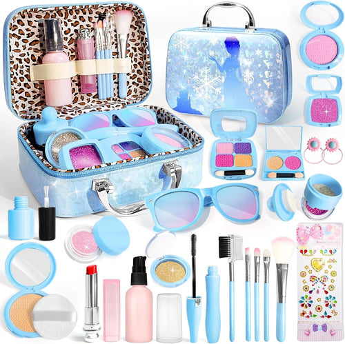 INNOCHEER Pretend Makeup for Toddlers, Fake Play Makeup for Little Girls, Frozen Toy Makeup Set for Girls, Birthday Christmas Princess Gifts Toddler Girl Toys Age 2 3 4 5 6 7 8 (Not Real Makeup)