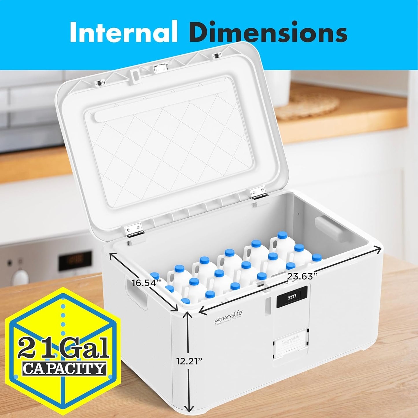 SereneLife Lockable Storage Box, 21 Gallon Capacity Storage Trunk with Combination Lock, Locking Container Bin for Organization