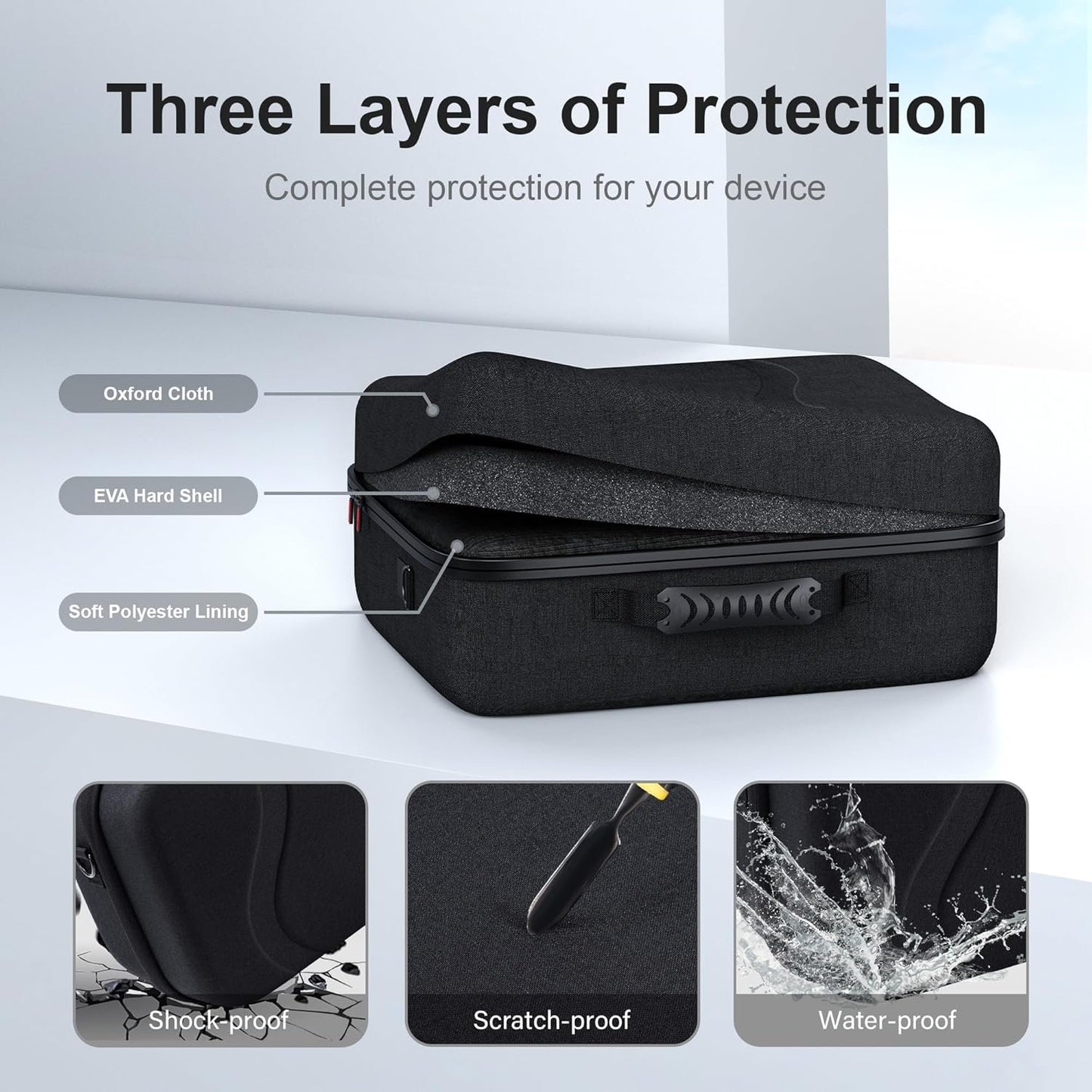 Large Carrying Case for Meta Quest 3S, Hard Travel Case for BOBOVR S3 Pro/Kiwi Design Battery Head Strap, Controllers and Other Accessories, Portable Travel Bag for Oculus Quest 3S/Quest 3, Black