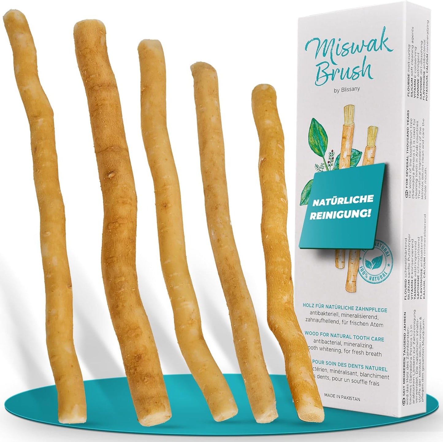Miswak Toothbrush by Blissany- Traditional Arabic Toothbrush, Wooden Toothbrush, Natural White Toothbrush, 5pcs