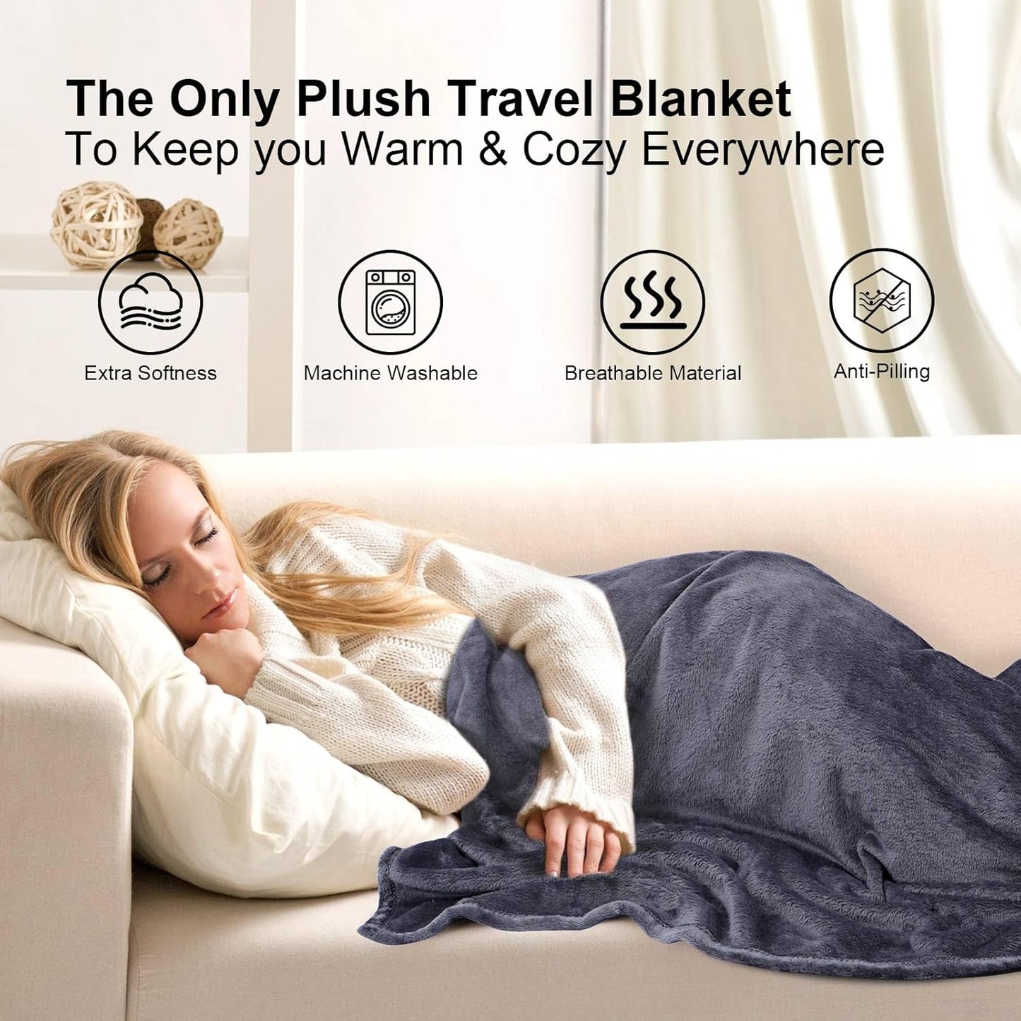 DAWNTREES Travel Blanket and Pillow,Travel Blanket for Airplanes and Plane, Essential Items for Long-Distance Travel and Outdoor Camping,2 in 1 Airplane Blanket Flight
