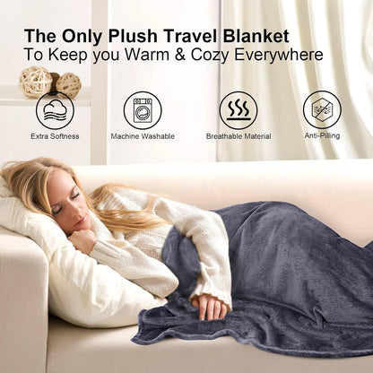 DAWNTREES Travel Blanket and Pillow,Travel Blanket for Airplanes and Plane, Essential Items for Long-Distance Travel and Outdoor Camping,2 in 1 Airplane Blanket Flight
