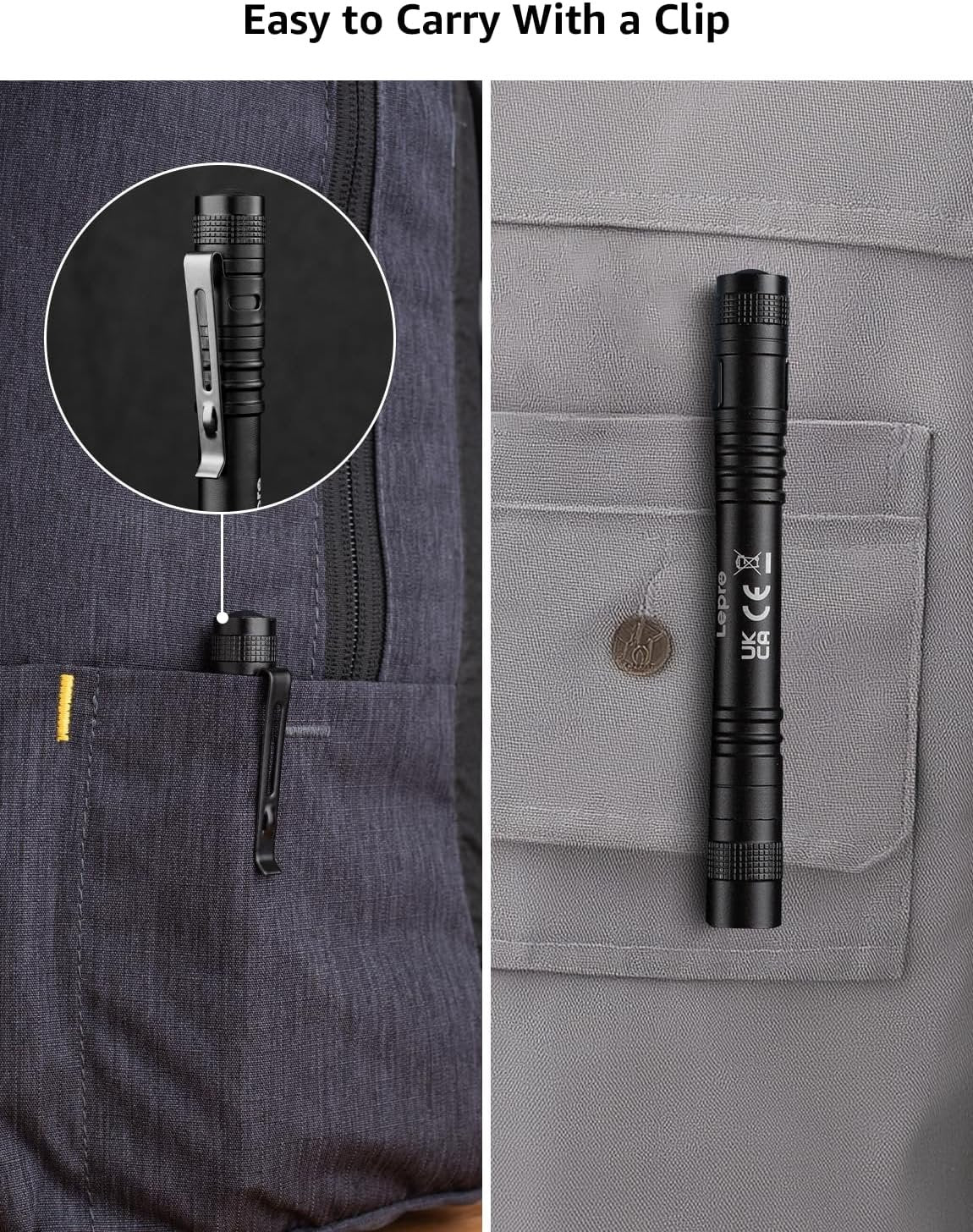 Lepro UV Light, LED UV Flashlight Pen UV Flashlight 365nm, LED Ultraviolet Flashlight Detector for Pet Urine, Cat Dog Stains, Bed Bug, Portable Blacklight Flashlight UV Pen Light