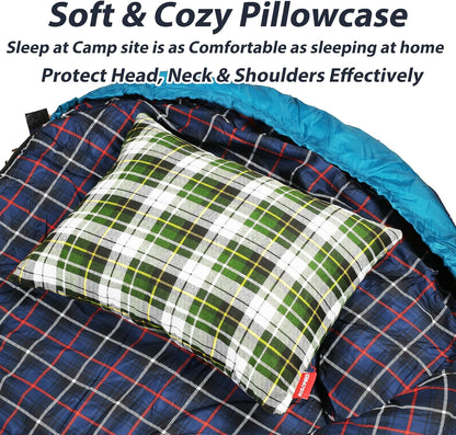 RISEPRO Outdoor Camping Pillow Lightweight, Compressible, Flannel Travel Pillow Cases, Washable Removable Pillow Cover Camping and Backpacking Green