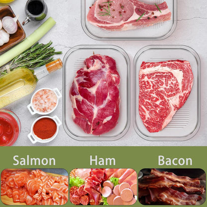 3 Layer Deli Meat Container for Fridge, Airtight Food Storage Containers 3-Piece Set, Stackable Containers for Meat, Deli & Leftovers, Leakproof Freezer, Dishwasher Safe