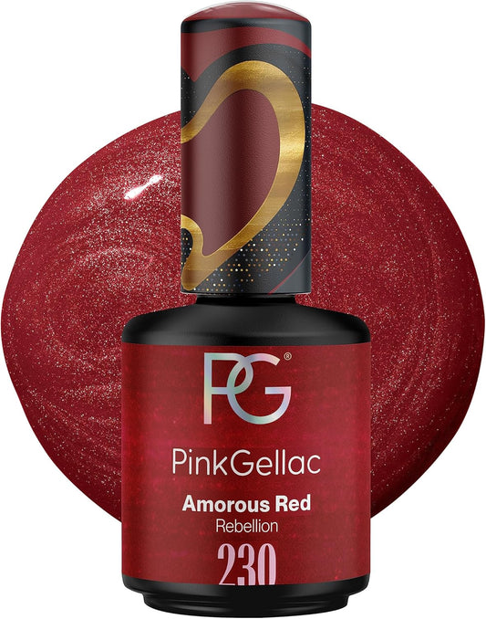 Pink Gellac UV Gel Nail Polish – 230 Amorous Red 15 ml – Long Lasting Shellac Nail Polish Red – UV Gel Nail Polish – UV Lacquer for Nails in Salon Quality – UV Nail Polish Made in Holland