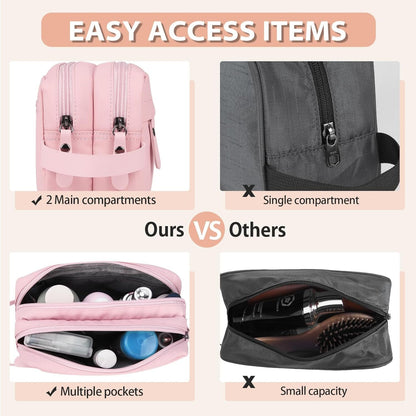 Toiletry Bag Oxford Cloth Toiletry Bag for Men and Women Portable Travel Shaving Dopp Kit Water-Resistant Cosmetic Bag Travel Organizer Storage for Accessories,Pink